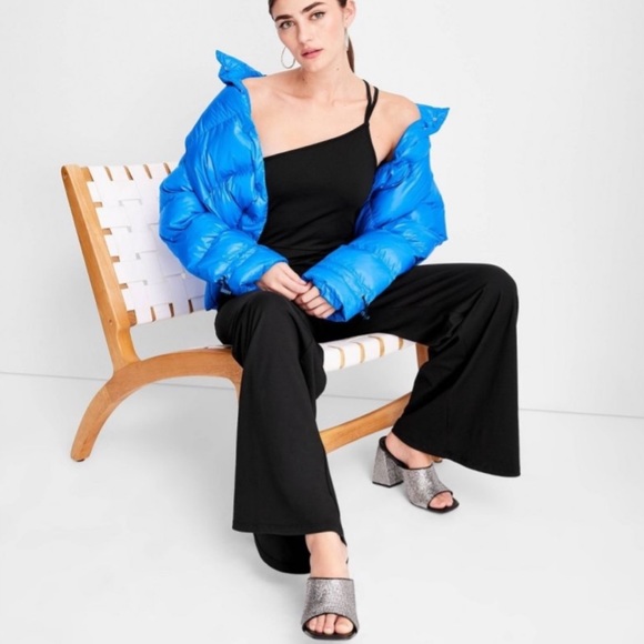 Future Collective Asymmetrical Black Strap One Shoulder Jumpsuit Straight Leg - Picture 6 of 7